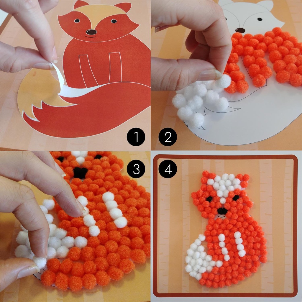 JEU CREATIF RENARD POMPONS A COLLER