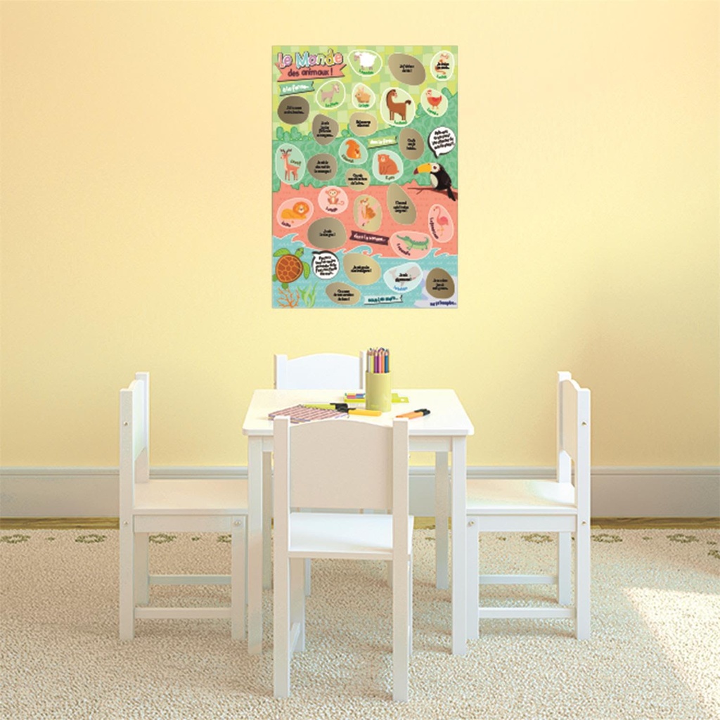 POSTER A GRATTER "LE MONDE DES ANIMAUX"