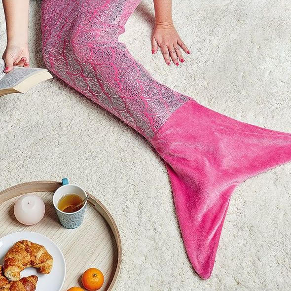PLAID SIRENE PAILLETTES ROSE