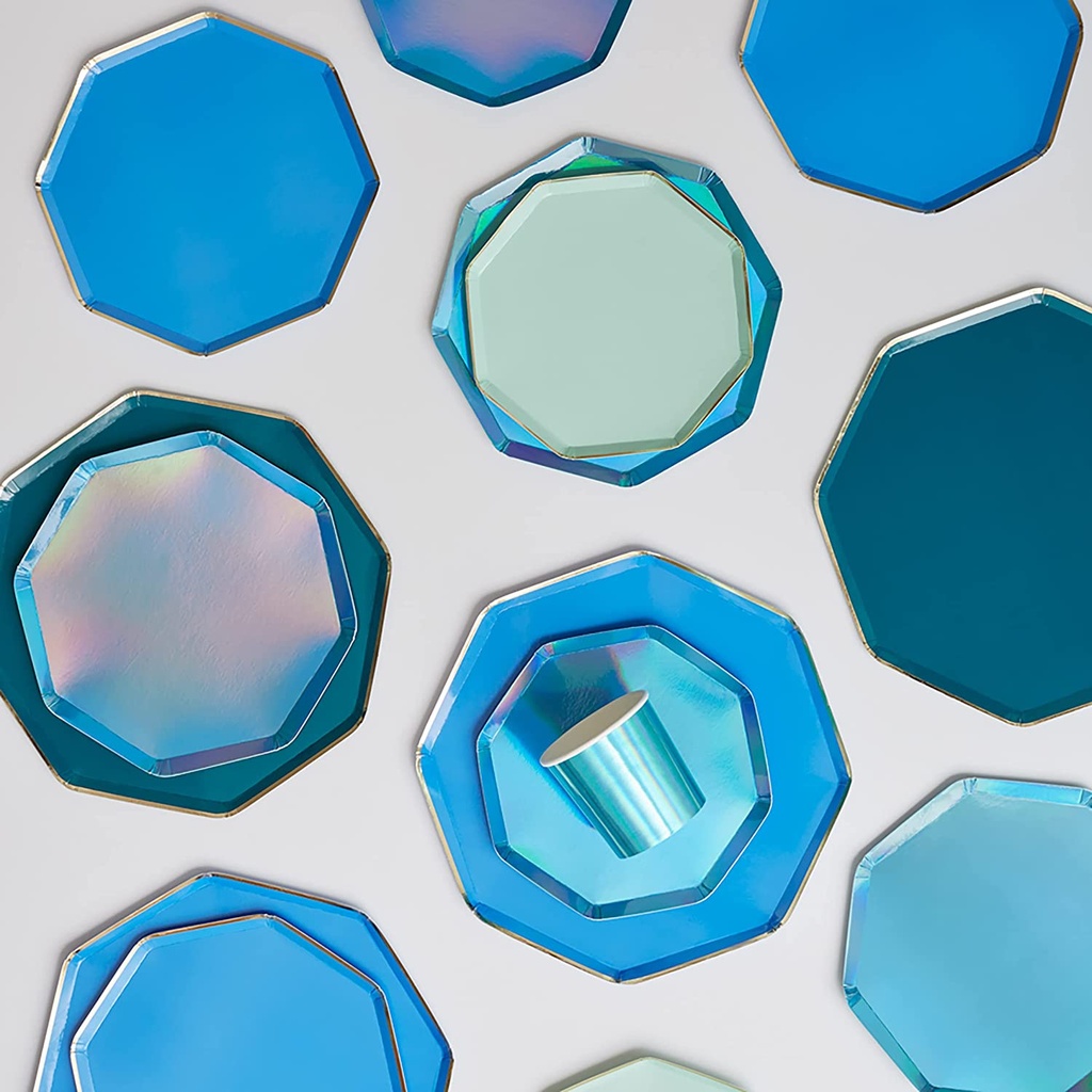 ASSIETTES BLEU HOLOGRAPHIQUE
