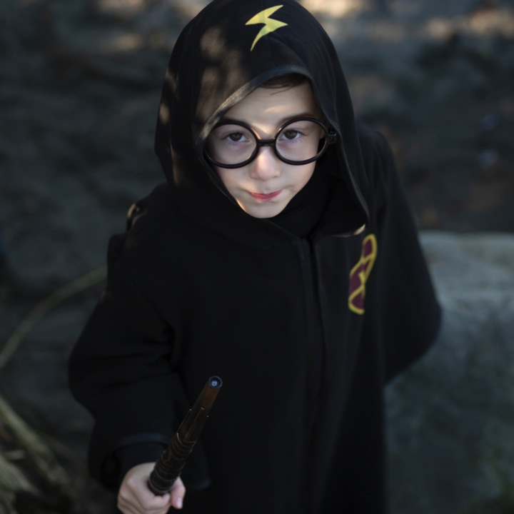 ENSEMBLE CAPE & LUNETTES DE MAGICIEN HARRY POTTER  5-7ANS
