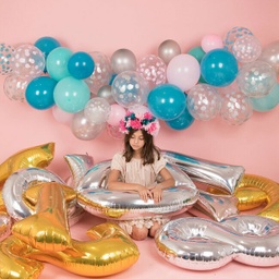 5 BALLONS IMPRIMÉS CONFETTIS - ARGENTE