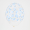 5 BALLONS IMPRIMÉS CONFETTIS - BLEU CLAIR