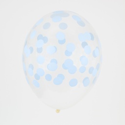 5 BALLONS IMPRIMÉS CONFETTIS - BLEU CLAIR