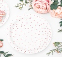 ASSIETTES BLANCHE PASTEL POIS OR ROSE