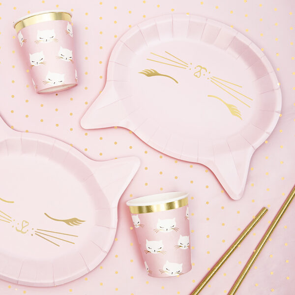 ASSIETTES CHAT ROSE PASTEL