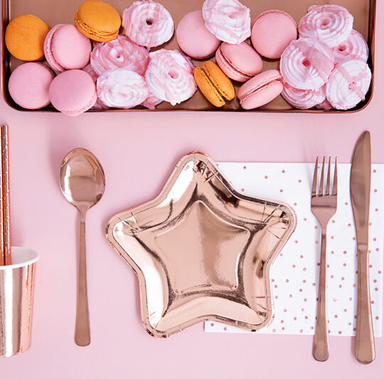 ASSIETTES ETOILE OR ROSE 18cm
