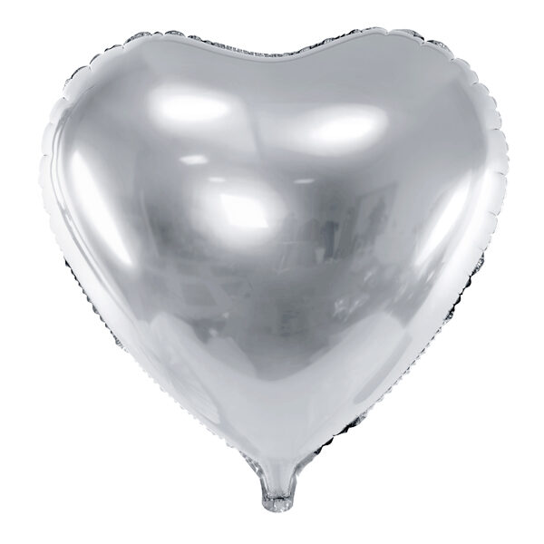 BALLON ALUMINIUM COEUR ARGENTÉ 45CM