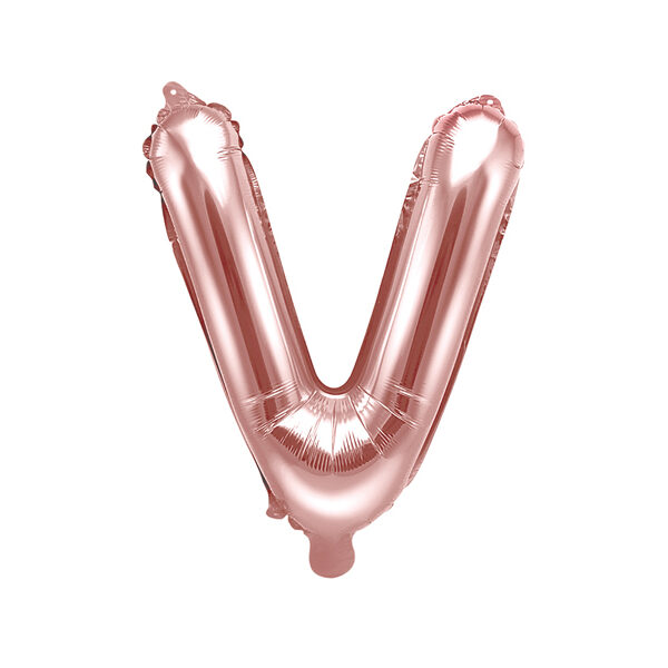 BALLON LETTRE « V » OR ROSE 35cm