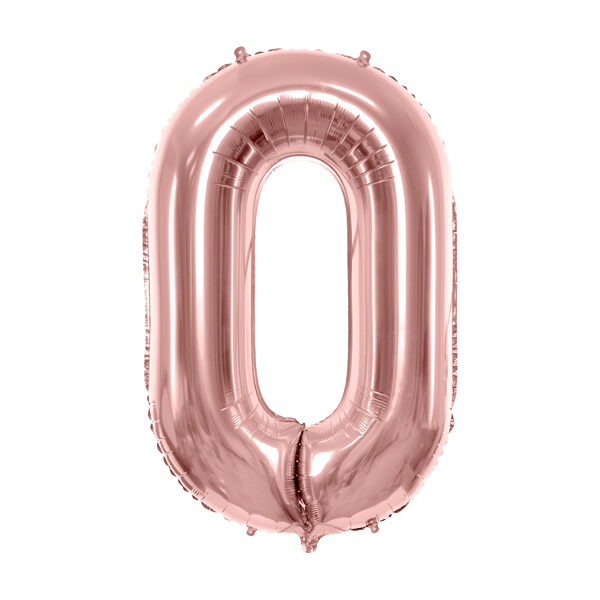 BALLON CHIFFRE « 0 » OR ROSE 86cm