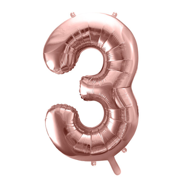 BALLON CHIFFRE « 3 » OR ROSE 86cm