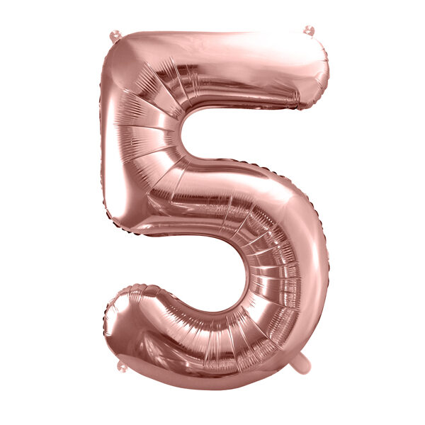 BALLON CHIFFRE « 5 » OR ROSE 86cm