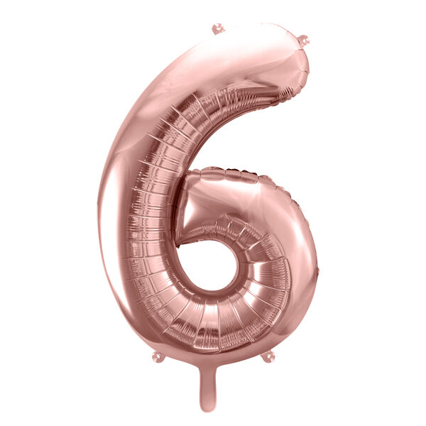 BALLON CHIFFRE « 6 » OR ROSE 86cm
