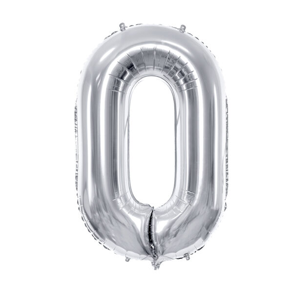BALLON CHIFFRE « 0 » ARGENTÉ 86cm