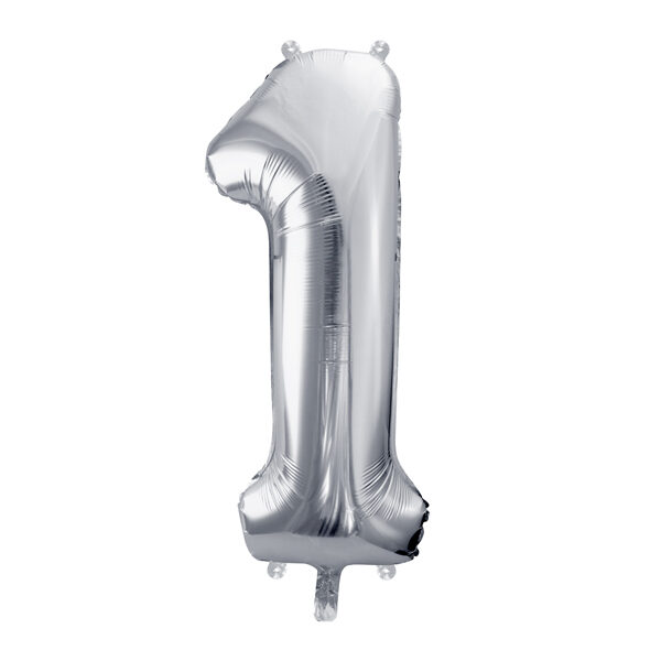 BALLON CHIFFRE « 1 » ARGENTÉ 86cm