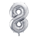 BALLON CHIFFRE « 8 » ARGENTÉ 86cm
