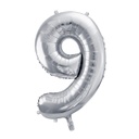 BALLON CHIFFRE « 9 » ARGENTÉ 86cm