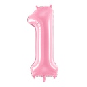 BALLON CHIFFRE « 1 » ROSE CLAIR 86cm
