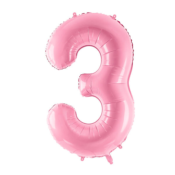 BALLON CHIFFRE « 3 » ROSE CLAIR 86cm