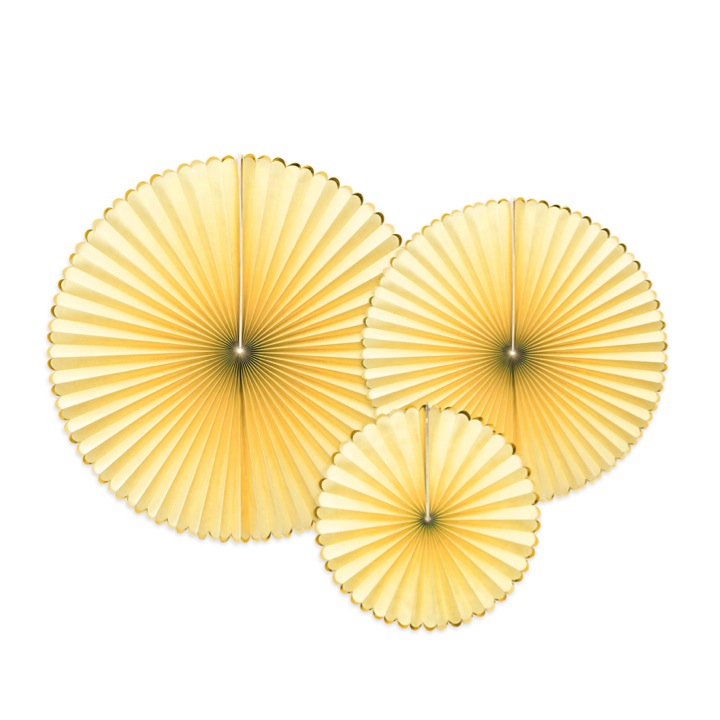ROSETTES DECORATIVES JAUNE PASTEL OR