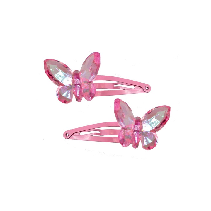 PINCES À CHEVEUX PAPILLON FANTAISIE ROSE