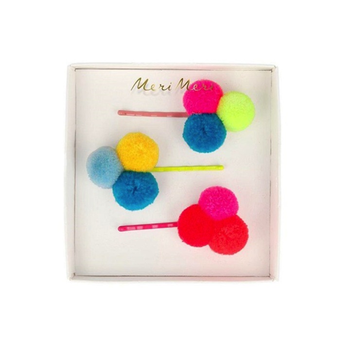 TRIO D’ÉPINGLES À CHEVEUX À POMPOMS