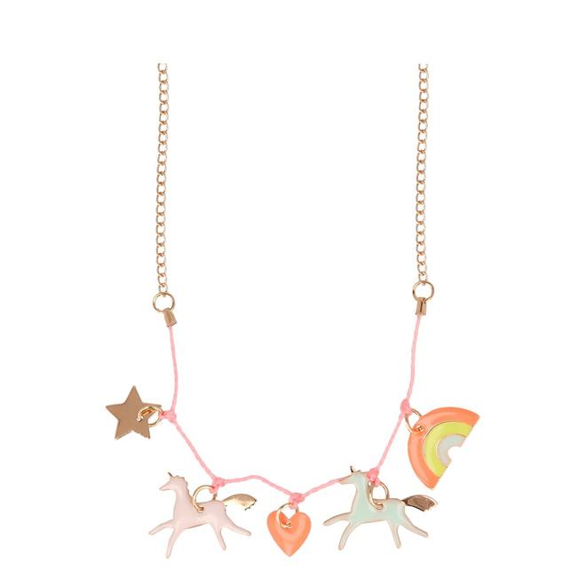 COLLIER À BRELOQUES EN ÉMAIL LICORNE