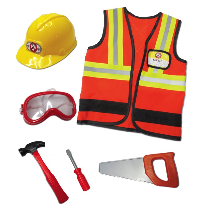COSTUME D'OUVRIER DE LA CONSTRUCTION AVEC ACCESSOIRES 5-6ANS