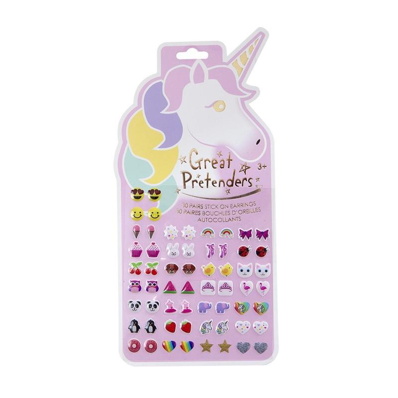 BOUCLES D'OREILLES AUTOCOLLANTS LICORNE 60 PCS