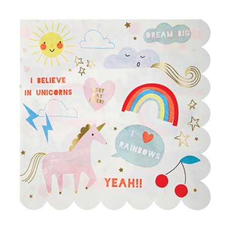 SERVIETTES "I BELIEVE IN UNICORNS" NEON