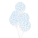 5 BALLONS IMPRIMÉS CONFETTIS - BLEU CLAIR