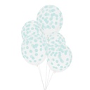 5 BALLONS IMPRIMÉS CONFETTIS AQUA