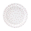 ASSIETTES BLANCHE PASTEL POIS OR ROSE