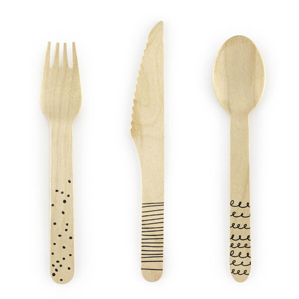 COUVERTS EN BOIS MOTIF NOIR