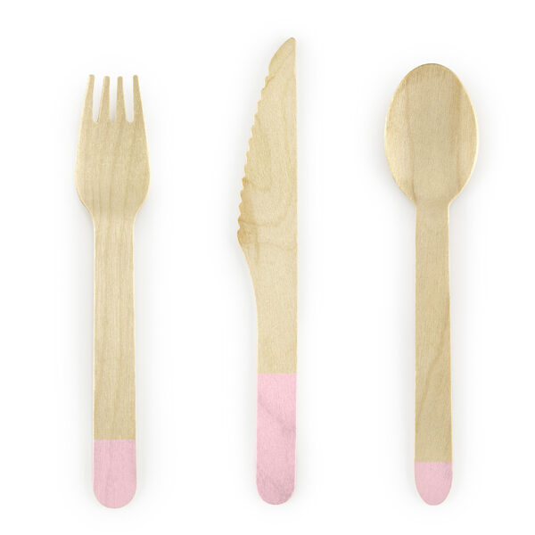 COUVERTS EN BOIS ROSE PASTEL