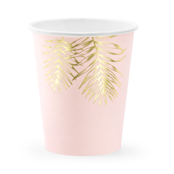 GOBELETS ROSE PASTEL FEUILLE OR