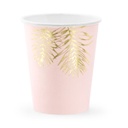GOBELETS ROSE PASTEL FEUILLE OR