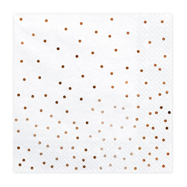SERVIETTES BLANCHE PASTEL POIS OR ROSE