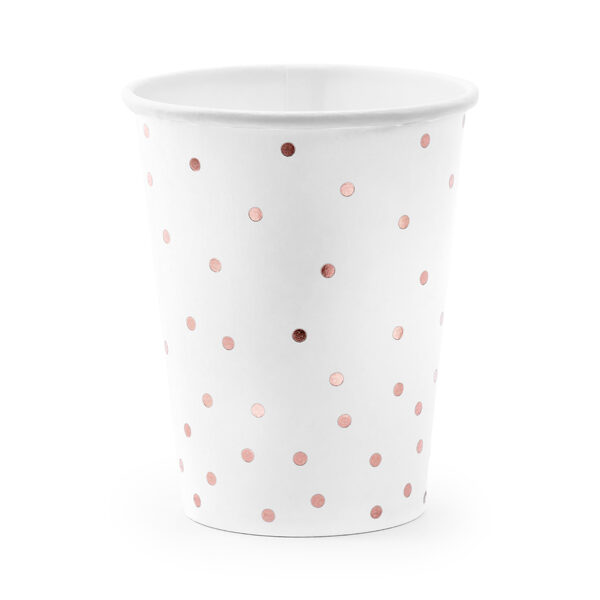 GOBELETS BLANCHE PASTEL POIS OR ROSE