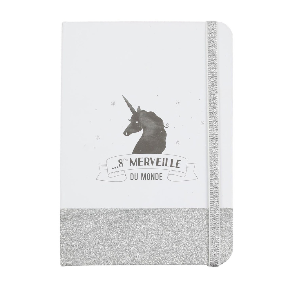 CARNET DE NOTES PAILLETTES LICORNE ARGENT