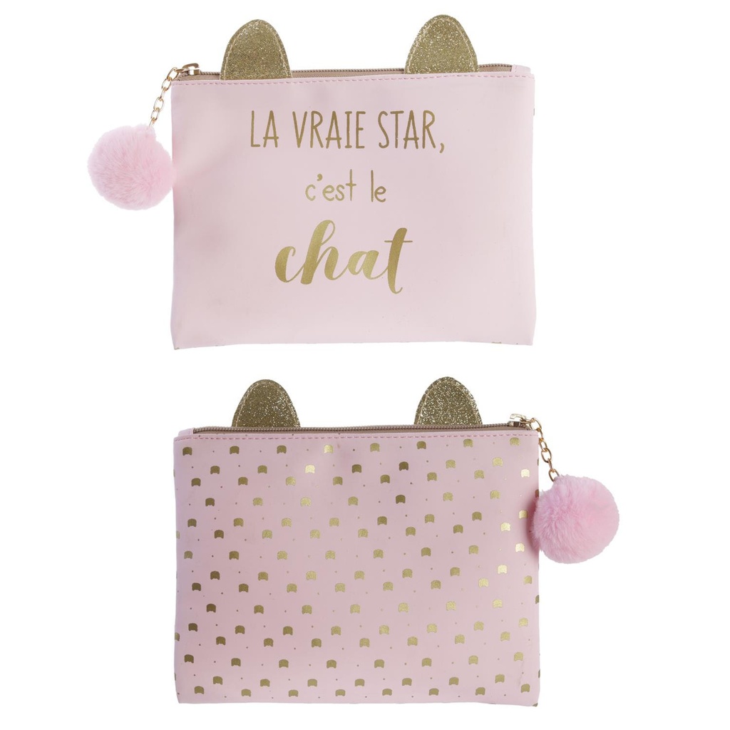 POCHETTE CHAT ROSE