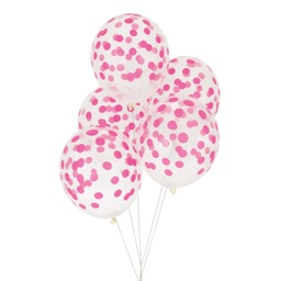 [MLD-BACONFU] 5 BALLONS IMPRIMÉS CONFETTIS - FUSCHIA