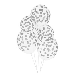 [MLD-BACONAR] 5 BALLONS IMPRIMÉS CONFETTIS - ARGENTE