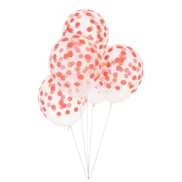 [MLD-BACONROU] 5 BALLONS IMPRIMÉS CONFETTIS - ROUGE
