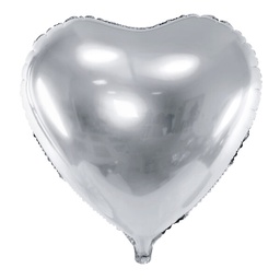 [FB9M-018] BALLON ALUMINIUM COEUR ARGENTÉ 45CM