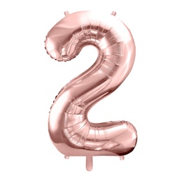 [FB1M-2-019R] BALLON CHIFFRE « 2 » OR ROSE 86cm