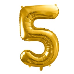 [FB1M-5-019] BALLON CHIFFRE « 5 » OR 86cm