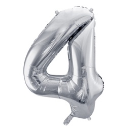 [FB1M-4-018] BALLON CHIFFRE « 4 » ARGENTÉ 86cm