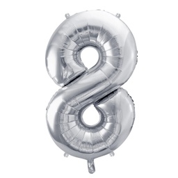 [FB1M-8-018] BALLON CHIFFRE « 8 » ARGENTÉ 86cm