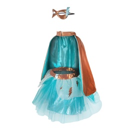 [67805] TUTU SUPER DUPER AVEC MASK &amp; CAPE TURQUOIS 4-6ANS